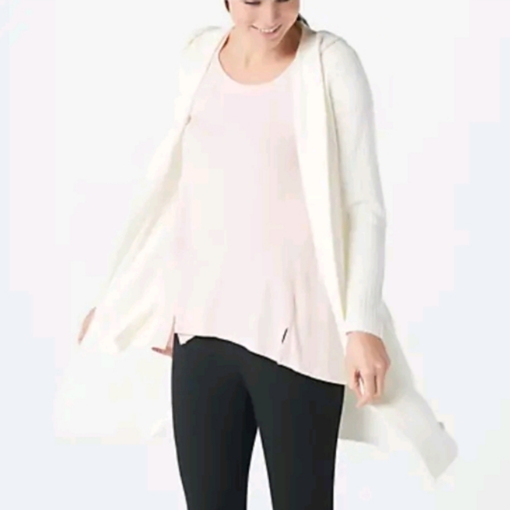 Barefoot Dreams Cozy ChicLite Cream Relaxed Hooded Cardigan NWT